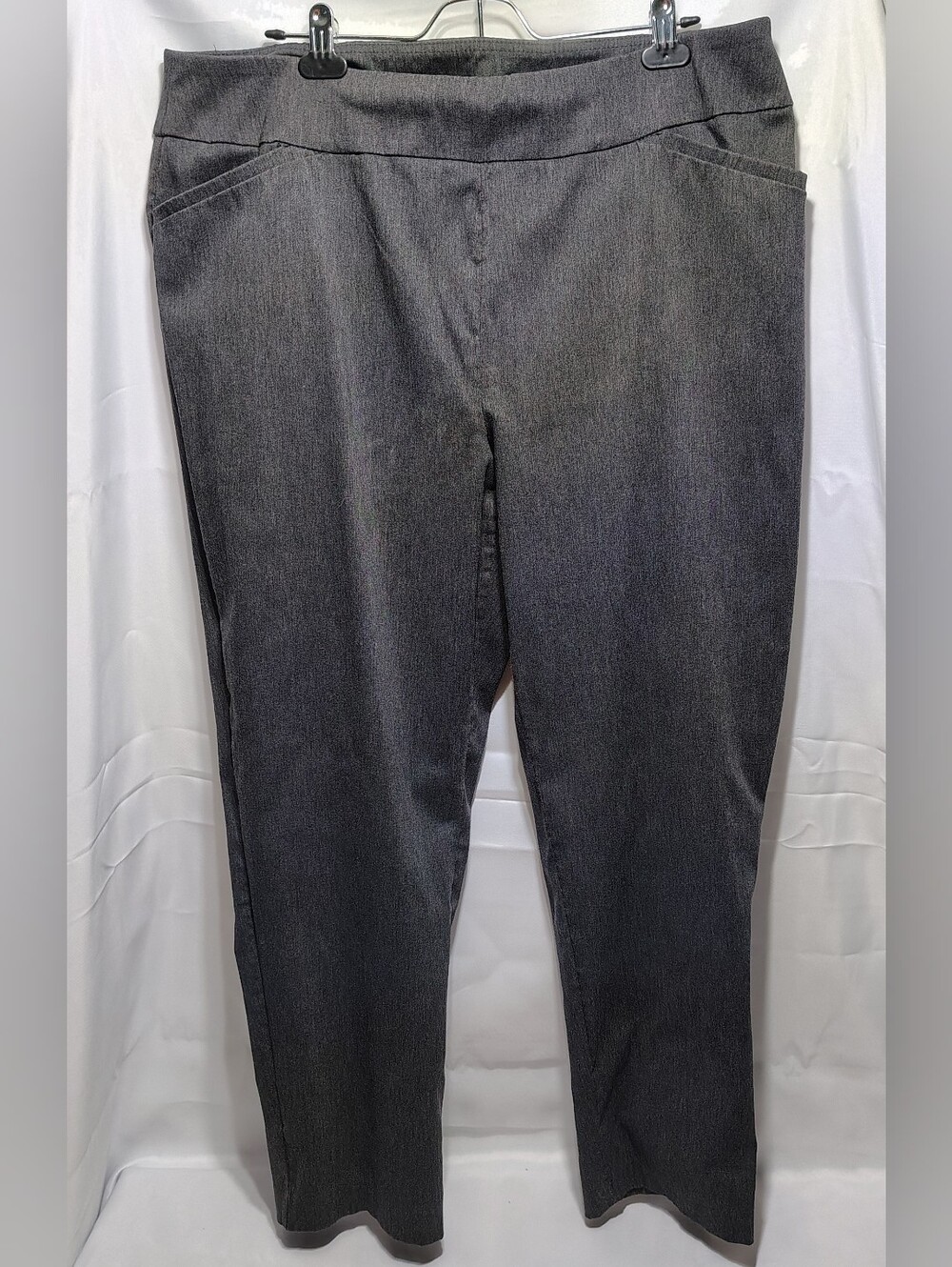 Terra & Sky Straight Leg Pull-On Charcoal Heather Pants Women's 16-18W Short 40"